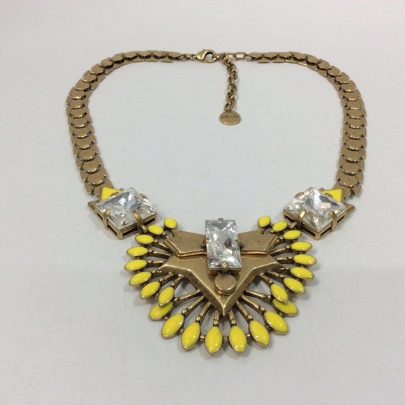 Stella & Dot Nora Gold Tone Yellow Stone Statement Necklace - Picture 1 of 5